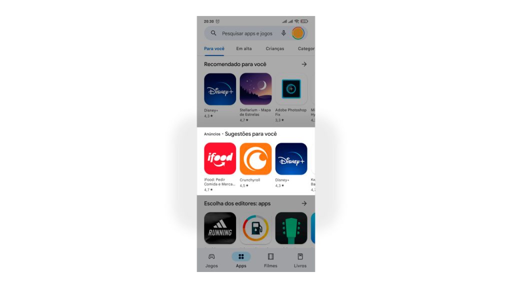 Exemplo de anúncio de Google Ads na PlayStore
