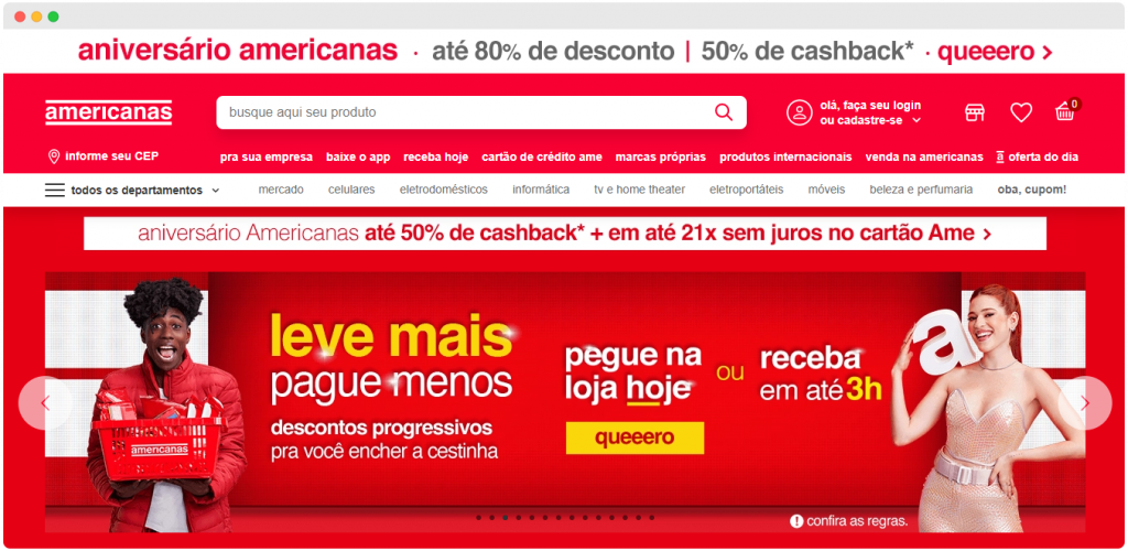 Captura de tela do Marketplace Americanas