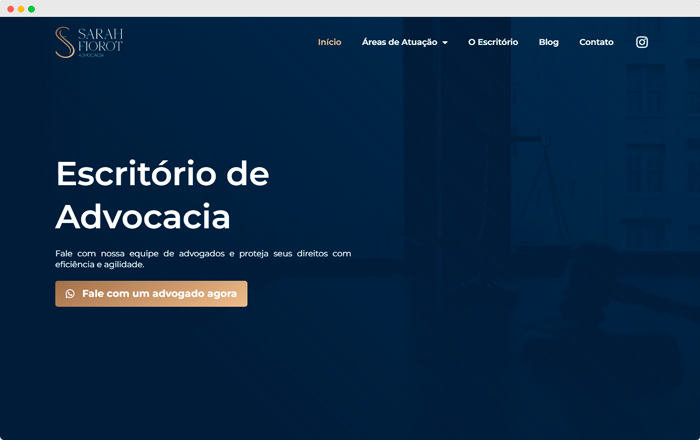 criacao de sites sarah fiorot advocacia